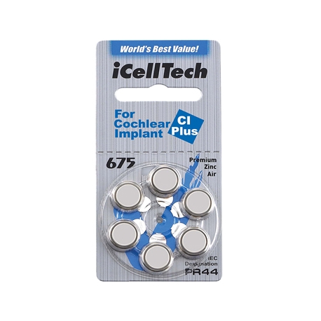 6 ks Baterie do procesorů ke kochleárním implantátům ICellTech A675P